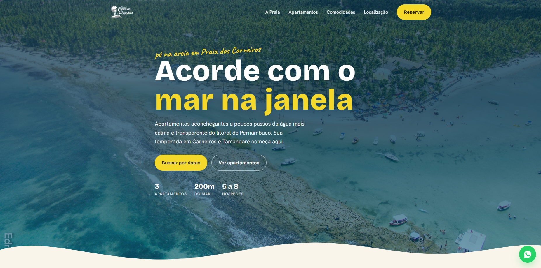 Site de reservas Alugue Carneiros Tamandaré