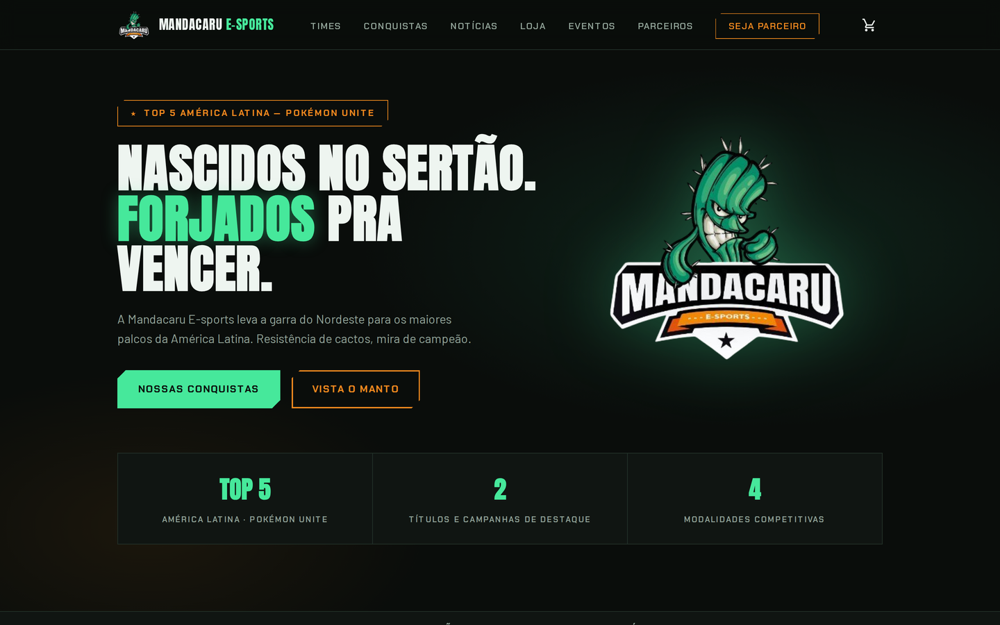 Home do site da Mandacaru E-sports